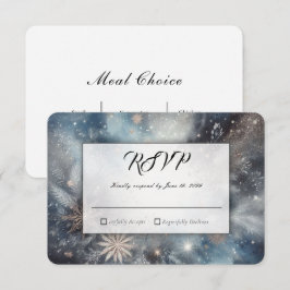 Cartão RSVP Brilho da Meia-Noite de Inverno Celestial Casament