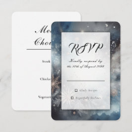 Cartão RSVP Brilho da Meia-Noite de Inverno Celestial Casament