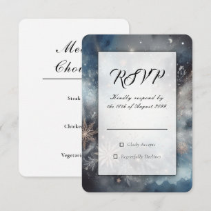 Cartão RSVP Brilho da Meia-Noite de Inverno Celestial Casament