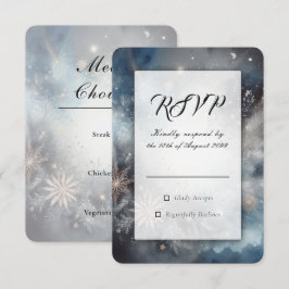 Cartão RSVP Brilho da Meia-Noite de Inverno Celestial Casament