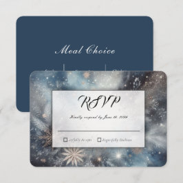 Cartão RSVP Brilho da Meia-Noite de Inverno Celestial Casament