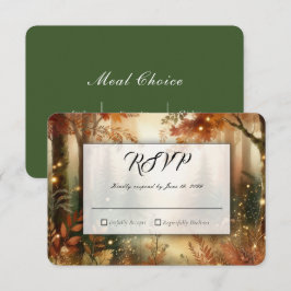 Cartão RSVP Brilho de Outono no Casamento da Floresta Encantad