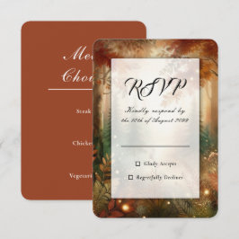 Cartão RSVP Brilho de Outono no Casamento da Floresta Encantad