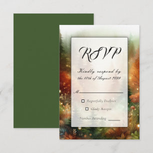 Cartão RSVP Brilho de Outono no Casamento da Floresta Encantad