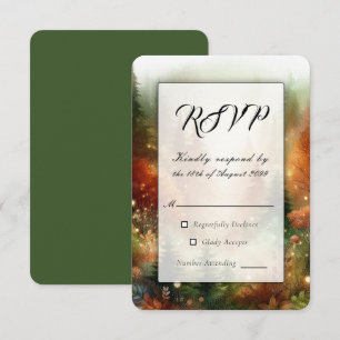 Cartão RSVP Brilho de Outono no Casamento da Floresta Encantad