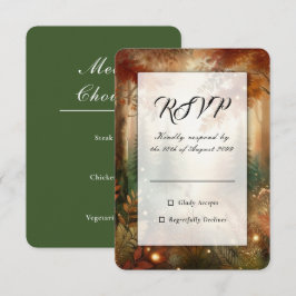 Cartão RSVP Brilho de Outono no Casamento da Floresta Encantad