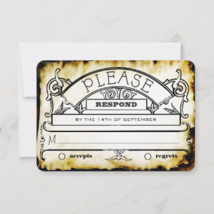 Cartão RSVP Brown Kraft Paper Medieval Typografia Casamento RS