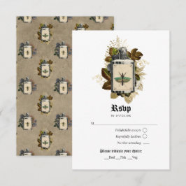 Cartão RSVP Bruxa Gótica Floral de Halloween Veneno