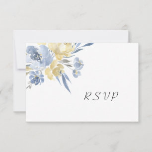 Cartão RSVP Bufete floral azul empoeirado do casamento