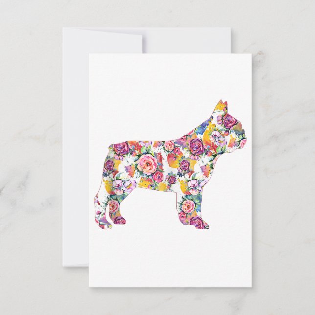 Cartão RSVP Bulldog Francês Patterno de Flor Francês Bulldog (Frente)
