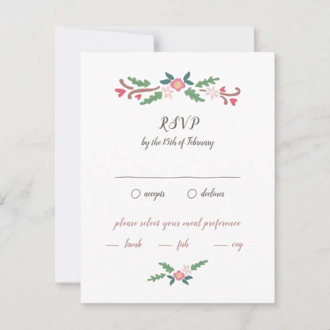 Cartão RSVP Bunch Floral Romântico Russo (Frente)