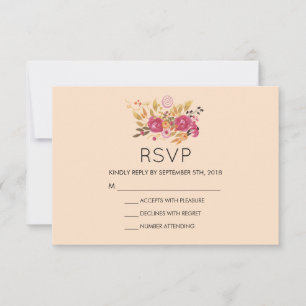 Cartão RSVP Buquê cor-de-rosa sobre o Casamento Pêssego Pastel
