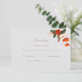 Cartão RSVP Buquê de Boho com flores de noiva Casamento