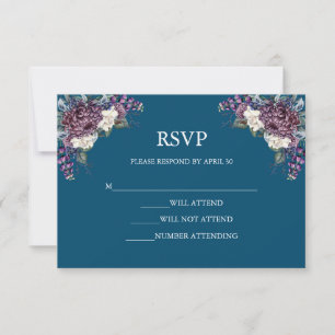 Cartão RSVP Buquê de Casamento de Gótico Estético Escuro