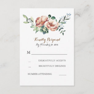 Cartão RSVP buquê de cor d'água floral queda marfim casamento