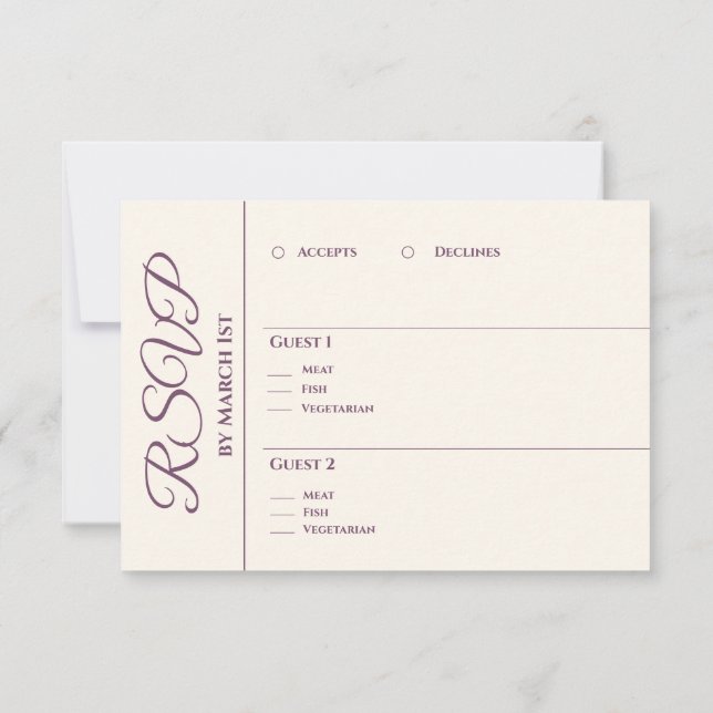 Cartão RSVP Buquê De Flor Púrpura A Aquarela- Casamento (Verso)