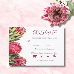 Cartão RSVP Buquê de Proteínas Botânicas Tropicais Rosa