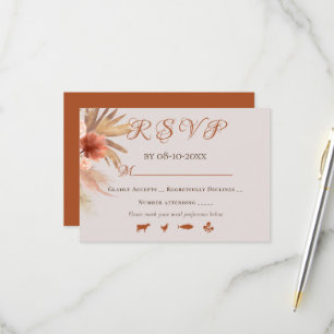 Cartão RSVP Buquê Floral Boho Terracota Boêmio da Moda RSV