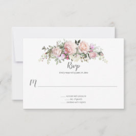 Cartão RSVP Buquê Floral Sweetheart Blush Rosa Claro Fundo