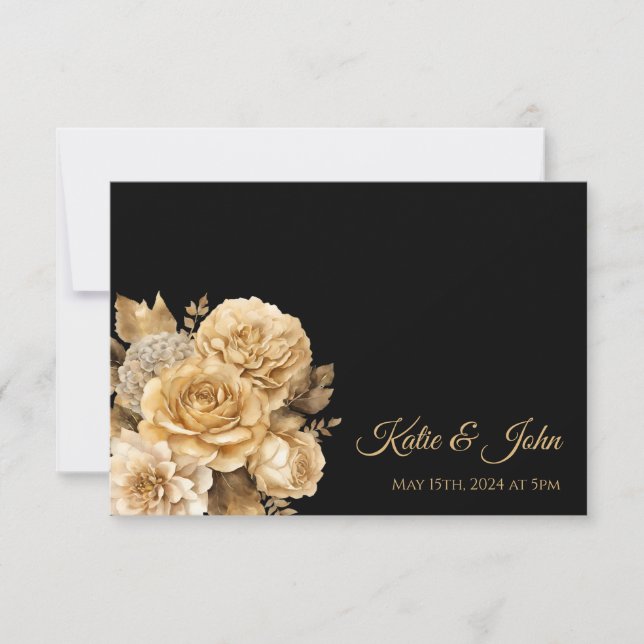 Cartão RSVP Buquê Neutro de Flor - Casamento (Frente)