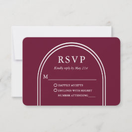 Cartão RSVP Burgundy de Casamento de Na moda Moderno