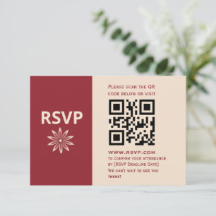 Cartão RSVP Burgundy Moderno Minimalista Flor de Estrela Geomé