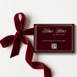 Cartão RSVP Burgundy Old Money Wedding
