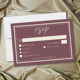 Cartão RSVP Burgundy Wine Minimalist Frame Wedding