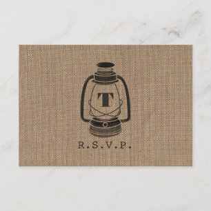 Cartão RSVP Burlap Inspiron Oil Lantern Monograma R.S.V.P.