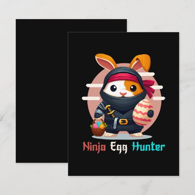 Cartão RSVP Caçador de Ovos Ninja (Frente/Verso)