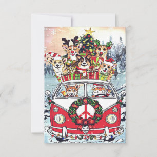 Cartão RSVP Cachorro de Natal Engraçado, Corgi Engraçado, Love