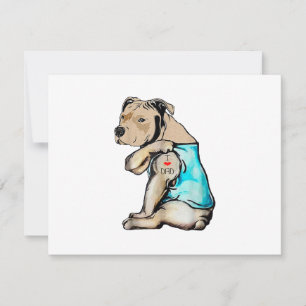 Cartão RSVP Cachorro Pitbull Eu Amo Pai Tatuagem Família Diver