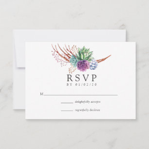 Cartão RSVP Cactos Suculentos Deserto Casamento