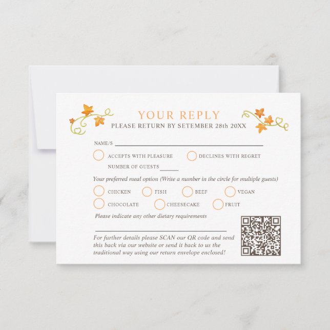 Cartão RSVP Cair no amor com a aquarela bombina casamento com  (Frente)