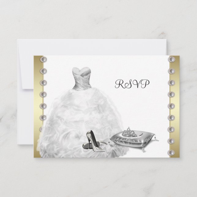 Cartão RSVP Calçados de alto calcanhar de branca Quinceanera b (Frente)