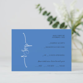 Cartão RSVP Caligrafia Azul Sonhadora