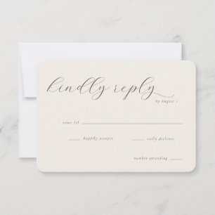 Cartão RSVP Caligrafia Bege Elegante