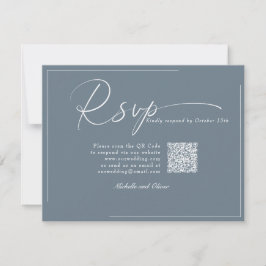 Cartão RSVP Caligrafia Clássico Casamento Moderno Código QR RS