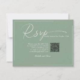 Cartão RSVP Caligrafia Clássico Casamento Moderno Código QR RS