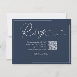 Cartão RSVP Caligrafia Clássico Casamento Moderno Código QR RS