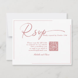 Cartão RSVP Caligrafia Clássico Casamento Moderno Código QR RS