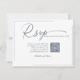 Cartão RSVP Caligrafia Clássico Casamento Moderno Código QR RS