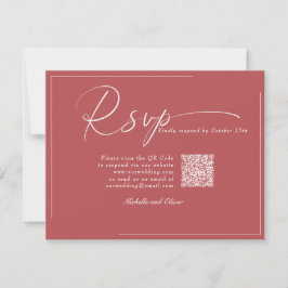 Cartão RSVP Caligrafia Clássico Moderno Casamento  QR Code RSV