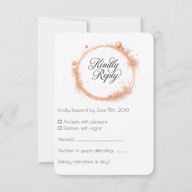 Cartão RSVP Caligrafia de Casamento com Faíscas Elegante (Frente)