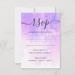 Cartão RSVP Caligrafia de casamento em letra cursiva lilás rox