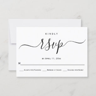 Cartão RSVP Caligrafia do roteiro Cursive que wedding o cartã