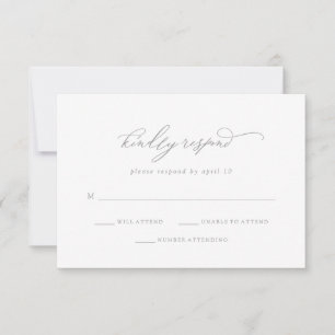 Cartão RSVP Caligrafia e minimalista Casamento de Cinzas
