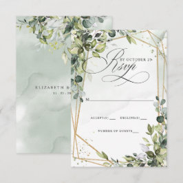 Cartão RSVP Caligrafia Elegante Casamento Eucalyptus