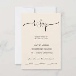 Cartão RSVP Caligrafia Elegante Rosa