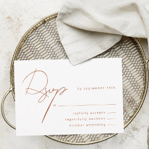Cartão RSVP Caligrafia Elegante Terracota Rústica Casamento